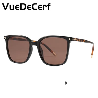 VueDeCerf Unisex Zonnebril - CAT 3 Zonnebril - UV380 - Vierkant - Zwart Montuur met Bruine Glazen