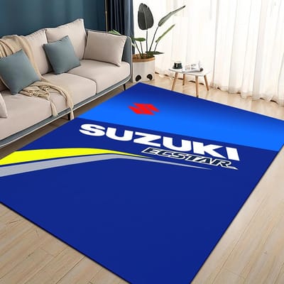 3D Raceauto S-SUZUKI Logo Motorfiets Tapijt Vloerkleed voor Woonkamer Slaapkamer Huis Sofa Decoratie, Kinderen spelen Antislip Vloermat 80*120cm