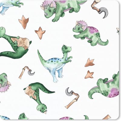 Muismat 20x20 cm - Mousepad Kinderkamer - Dinosaurus - Voetafdruk - Jongens - Meisjes - Kinderen - Kindje - Muismatten