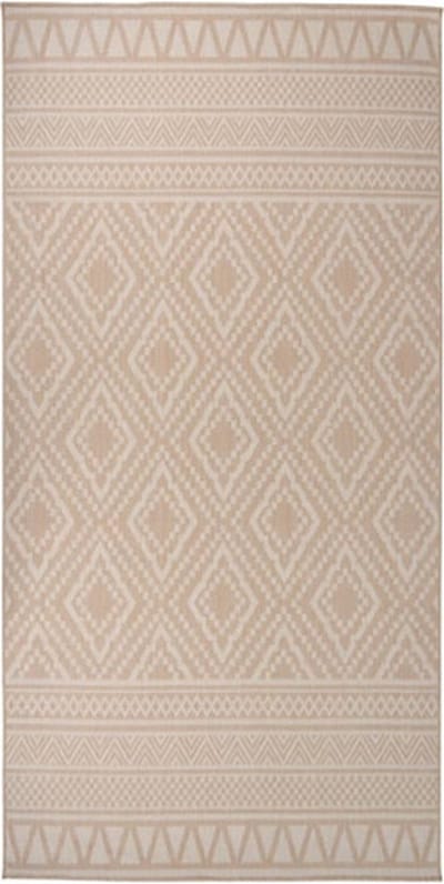 vidaXL - Buitenkleed - met - patroon - platgeweven - 100x200 - cm - bruin