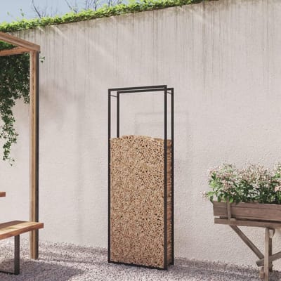 Houten rek - Stapelrek Binnen - Brandhout Opslag - Verbeterde Luchtcirculatie - 80 x 28 x 222 cm - Zwart Mat
