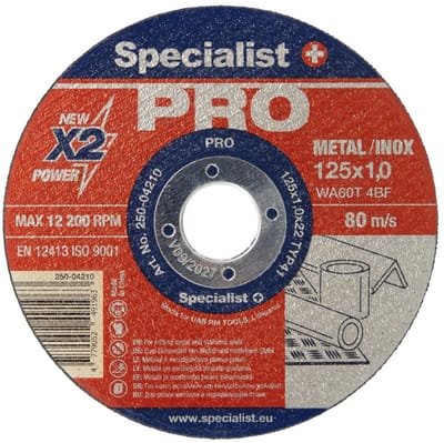 10 stuks PRO Doorslijpschijf Metaal & RVS 125 x 1,0 x 22,23 mm SPECIALIST+