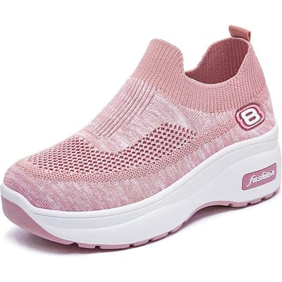Nouveau Baskets pour femmes à semelles augmentées, chaussures de course respirantes à semelle épaisse 41 rose