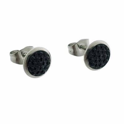 Aramat Jewels | Oorbellen | Druzy Oorbellen met Kristal RVS | Zwart | | | | | Verkleurd niet