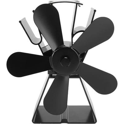Ventilateur de cheminée à 5 pales, base trapézoïdale, ventilateur de poêle alimenté par la chaleur, ventilateur thermique thermoélectrique pour noir