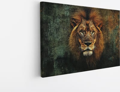 Saammp Canvas Schilderij - Leeuw met roestkleuren - Dieren - Natuur - 45x30 - Foto op canvas - Wanddecoratie - Muurdecoratie Woonkamer - Slaapkamer decoratie - Canvas Print