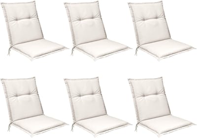 Beautissu Base NL Set 6x Tuinkussens Lage Rug 100 x 50 x 6 cm Kussens Natuur - Zitkussen Tuinstoel