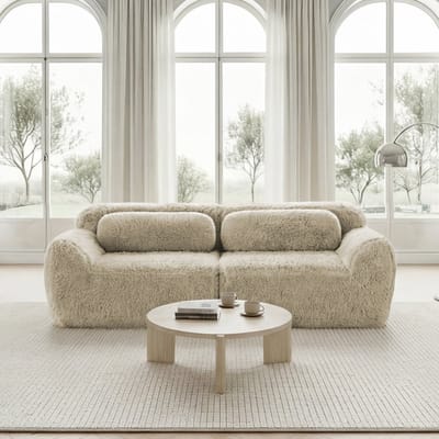 Twee-zitsbank - frameloze modulaire ontwerp - met kussens - antislip bodem - voor woonkamer - slaapkamer - studeerkamer en kantoor -lichtkaki