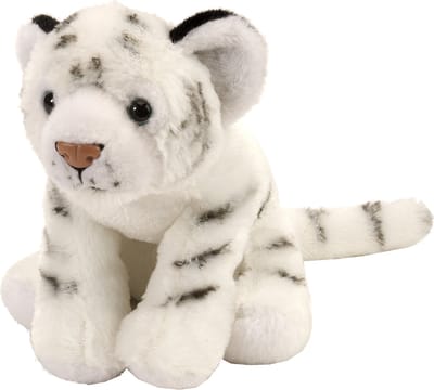 Wild Republic pluche knuffel witte tijger - 20 cm - gestreept - Dieren knuffels - Tijgers