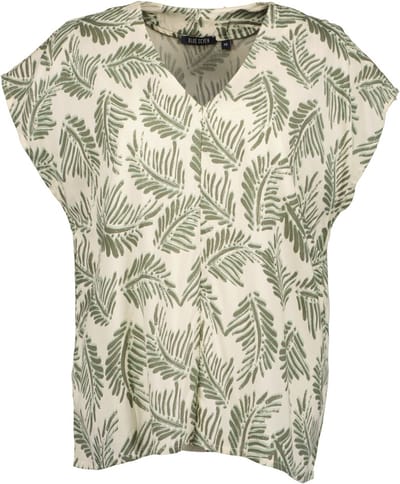 Blue Seven - Blouse 180313 beige/kaki print v-hals - maat 44