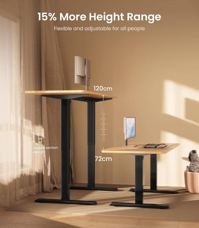 FlexCore Pro Dual Motor Elektrisch Zit-Sta Bureau Frame 96–160 cm Breedte, 72–120 cm Hoogte met 4 Geheugenstanden en Premium Stalen Constructie Zwart
