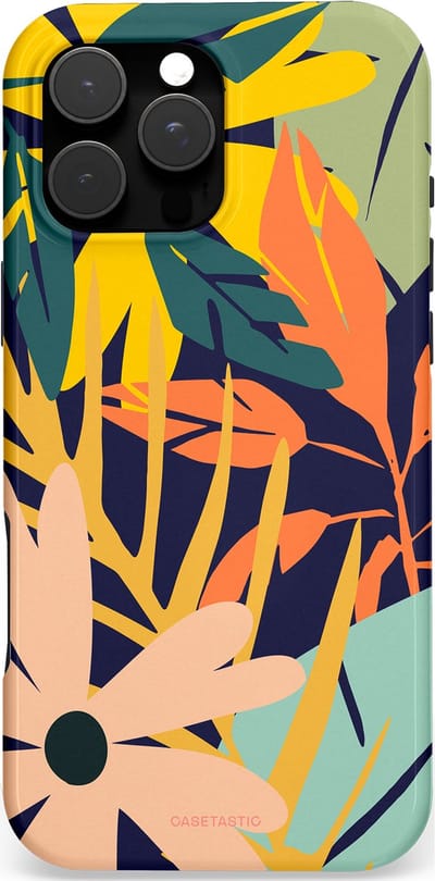 Casetastic Hoesje Geschikt voor Apple iPhone 16 Pro Max Magsafe - Stijlvolle Beschermende Duo-layer Case - Ruwe bloemen