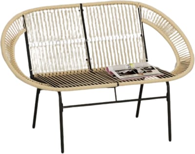 Damenzo - Tuinbank - Tuinbanken - Tuin - Rotan - Rotan stoel - Tuinstoelen - Twee personen - 126 × 72 × 83 cm - Khaki