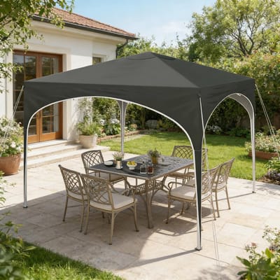 REDOM - Partytent - Inklapbaar En In Hoogte Verstelbaar - Voor Tuin En Camping - Metaal En Doek - Grijs - 3 X 3 M