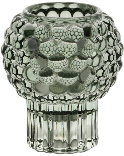 Dekoratief | Theelichthouder op voet 'Bulbs', groen, glas, 8x8x9cm | A255984