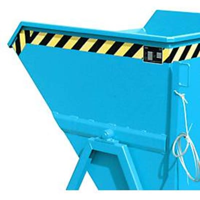 Kiepbak Bauer KS 550, staal, blauw, B 1245 x D 1200 x H 1170 mm, 550 l, tot 1000 kg, looprollen, handmatige kiepinrichting