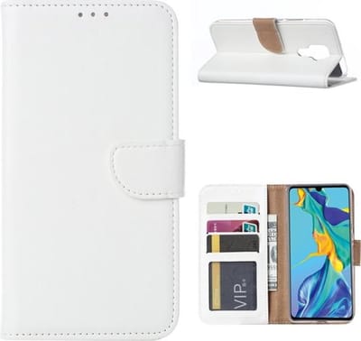 Bookcase Geschikt voor: Huawei Mate 30 - Wit - portemonnee hoesje