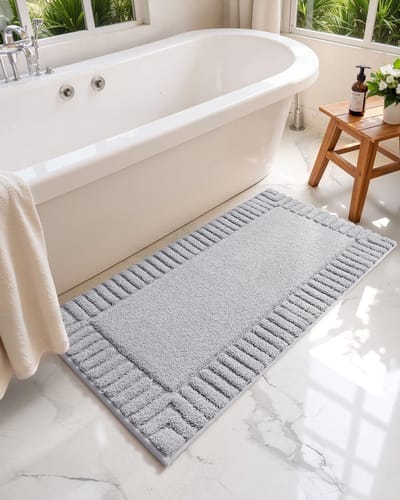Dailygoody - Bad Tapijt - Lichtgrijs - Antislip en Wasbaar - Absorberend - Comfortabel voor Douche en Badkuip - Vloermat voor Badkamer