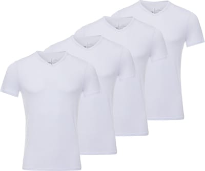 BOXR Underwear - Bamboe T-Shirt Heren - V-Hals - Wit - Zijdezacht - Thermo Control - Ondershirt Heren - 4-Pack