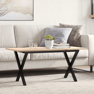 vidaXL - Salontafel - X-frame - 100x50x45 - cm - massief - grenenhout - en - staal
