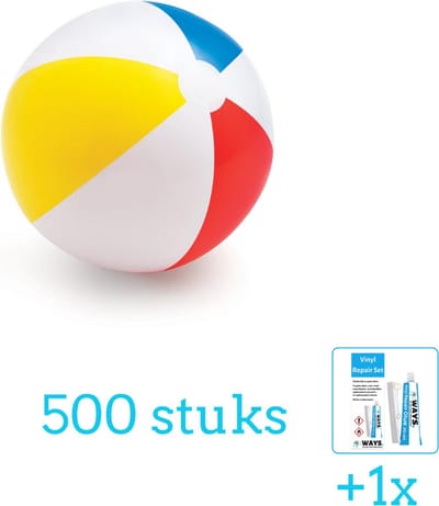 Intex Opblaasbare Strandbal Glossy - Medium - 51 cm - 59020NP - Diameter 51 cm - Volumebundel - Strandbal - 500-delig