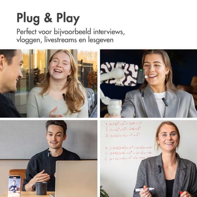 imoshion 2-pack Draadloze Microfoon met Oplaadcase - Geschikt voor o.a. USB-C & AUX - Bluetooth Mini Microfoon - Podcast Microfoon