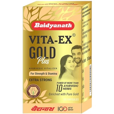 Baidyanath Vita Ex Gold Plus 10 Capsules Ayurvedische Kracht Energie Uithoudingsvermogen Booster Met Natuurlijke Mineralen