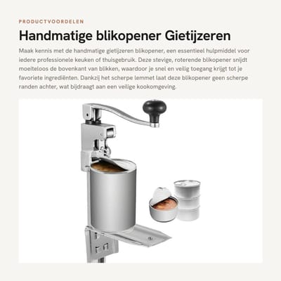 Dailygoods- Blikopener Professioneel - Gietijzeren Blikopener - Duurzaam Staal - Eenvoudige Installatie - Geschikt voor Restaurantkeuken - Lange Levensduur - Blikkenopener
