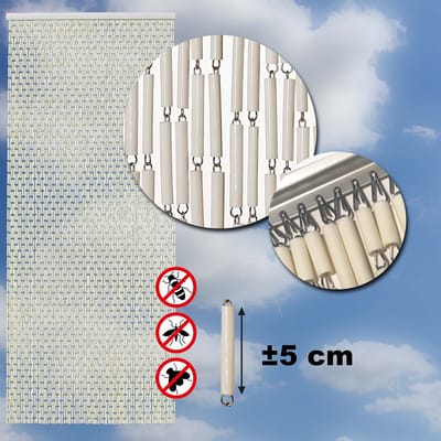 Wicotex - Vliegengordijn - Deurgordijn - Tubes - Hulzen - Afmeting 90x210cm - Ecru
