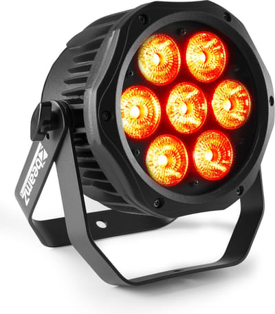 BeamZ BWA410 LED PAR met aluminium behuizing en 7x 10W LED's. Geschikt voor buiten.