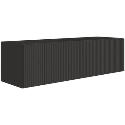 Selsey Veldio – Hangend TV-meubel met geribbelde fronten, 100 cm, zwart
