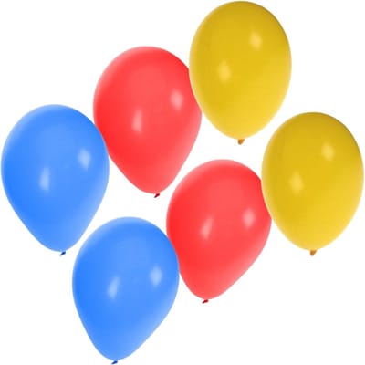 Shoppartners Party Ballonnen - 60x stuks - blauw-rood-geel - latex - 27 cm - versiering - kleurenmix - feestartikelen