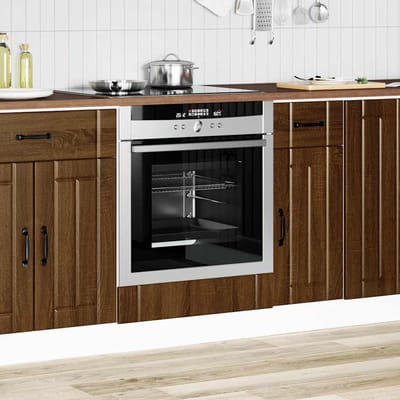 vidaXL - Ovenkast - Lucca - bewerkt - hout - bruin - eikenkleur