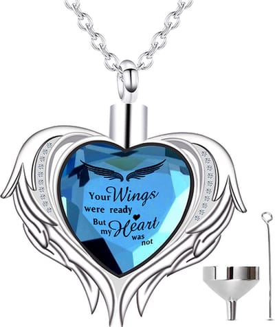 Luxe Ashanger - met Ketting - Voor As, Haren of Parfum - Assieraad - As Ketting - Gedenksieraad - Urn - Incl. As vuller en Opbergzakje - Blue Sky Diamond