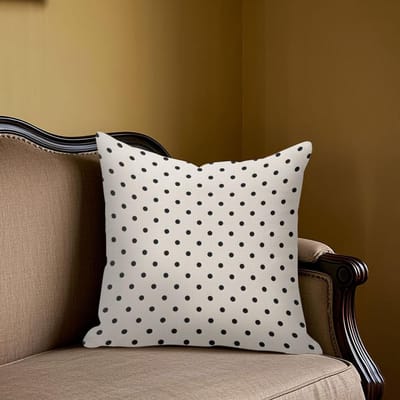 Klassiek Zwart Polka Dots Crème Vierkant Jacquard Kussenhoes voor Bank Kantoor Lendenkussenhoes Decoratieve Kussenhoes voor Thuis 45x45cm