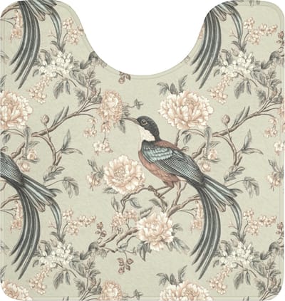 WC mat met uitsparing 55x60 cm - Antislip - Bloem - Vogel - Kleurrijk - Toiletmat met uitsnijding - Vloermat - Douchemat - Toilet tapijt - Toiletmatten