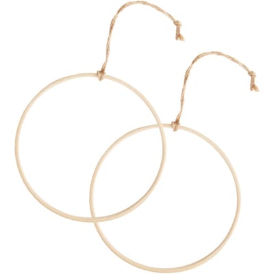 VBS Houten ring met sisal ophanglint - 2 stuks, Ø 15 cm