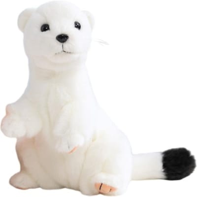 20cm Witte Hermelijn Rat Pluche Speelgoed Levensgetrouwe Frets Knuffeldier Pop Schattig Dierentuin Souvenir Cadeau Voor Vrienden white