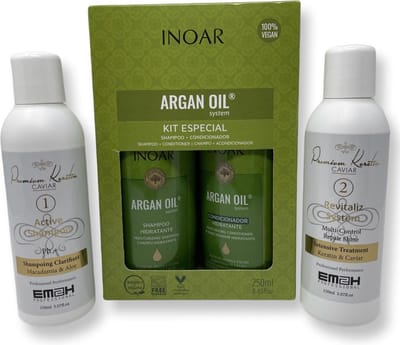 Keratin Caviar Kit 2 x 150ml & INOAR ARGAN OIL SHAMPOO & CONDITIONER