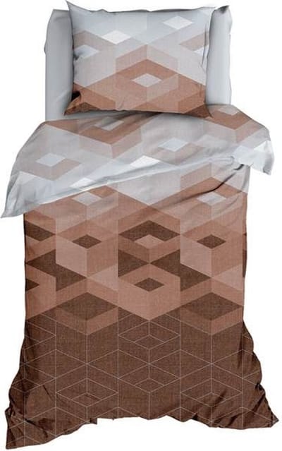 Satin d'Or Kiton Dekbedovertrek - Eenpersoons - 140x200/220 cm - Grijs/Mokka