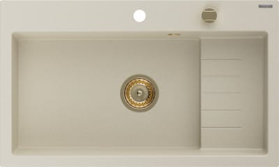 Mexen Omar granieten spoelbak 1-kamer 800 x 480 , beige, gouden sifon - 6520801005-69-G
