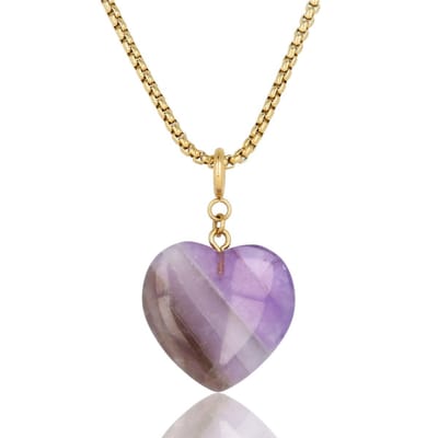 My Bendel - Lange Boxketting met Amethyst Hart - 80 Cm - Ketting met Hart Hanger • Amethist • 80 Cm - met Luxe Cadeauverpakking | Sieraden Voor Dames
