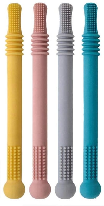Allecto - Holle Bijtringbuizen - Bijtbuisjes - Zachte Texturen - Baby Kauwketting - Tandjes Krijgen - Geschikt voor Zuigelingen en Peuters - 4 Stuks