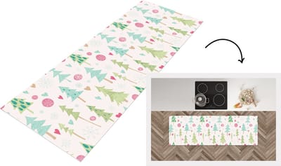 Keukenloper - Loper keuken - Winter - Bos - Patroon - Sneeuw - Pastel - 150x50 cm - Keukenloper vinyl