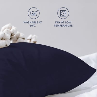 Famanu – Famanu Kussensloop (Set van 2) – Donkerblauw Katoen - Voor Kussens 50 x 70 cm - 100% Jersey Katoen - Beddengoed Dubbel Bed Kussensloop - Kussenbeschermer - Bestendig