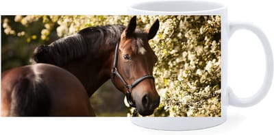 Beker - Bruine paard achterom kijkend