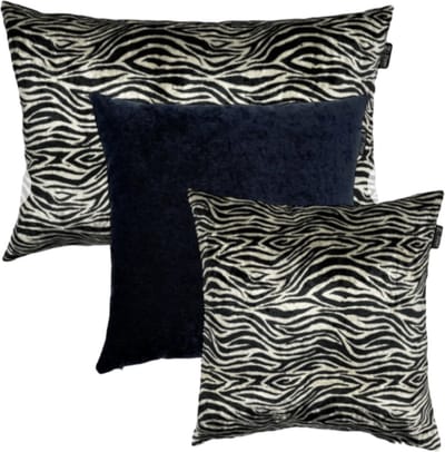 Zippi Design Zebra Art Sierkussen SET 40x60 cm groot, 2 maal 45x45 cm kleur zwart en zwart wit zebra motief- ACTIE nu inclusief veren vulling!