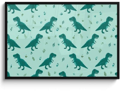 Poster in lijst - Fotolijst 120x80 cm - Posters - Donkergroen - Dinosaurussen - Afdrukken - Bladeren - Posterlijst zwart - Decoratie - Wanddecoratie woonkamer - Muurdecoratie slaapkamer