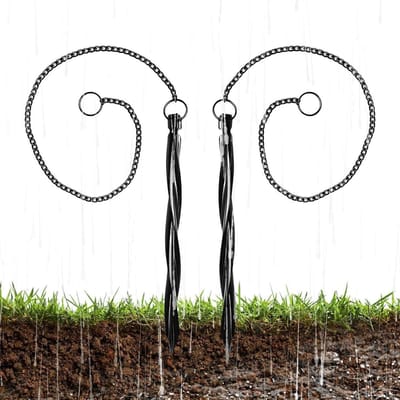 Regenketting Bevestiging - Waterafvoer Stok - Tuin Decoratie - Gereedschapsloze Installatie - 27 cm Lengte - Zwart
