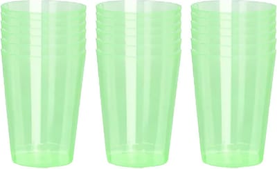 Excellent Houseware Beker - 18x - groen - kunststof - 280ml - herbruikbaar glas